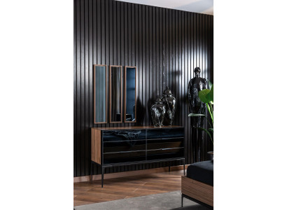 Kommode Praktisch fürs Schlafzimmer schwarz mit Stauraum 139cm Sideboard