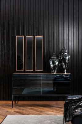 Kommode Praktisch fürs Schlafzimmer schwarz mit Stauraum 139cm Sideboard