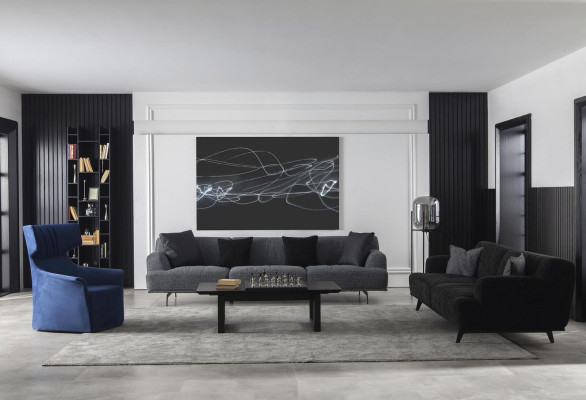 Sessel in Blau Einsitzer Moderner Stil Mittelweich Luxuriös Polster Möbel