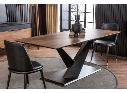 Säulentisch Küchentisch Luxus im modernen Stil brauner Tisch 208x92cm