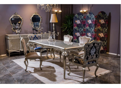 Luxus Esszimmer Set Tisch + 6x Lehnstühle Stuhl Essgruppe Essgarnitur 7tlg