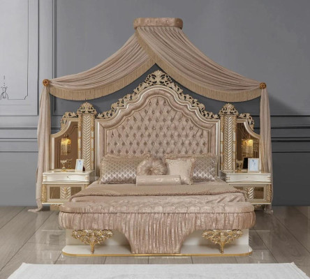 Schlafzimmer Set Bett 2x Nachttische Schminktisch mit-Spiegel Luxus neu