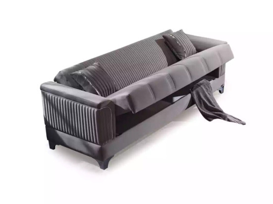 Luxus Graues Sofa Samtsofa Dreisitzer 3-Sitzer Couchen Wohnzimmer Möbel