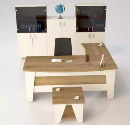 Brauner Eckschreibtisch Exklusives Design Bürotisch Arbeitszimmer Möbel