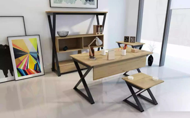 Moderner Hellbrauner Holztisch Arbeitstische Büromöbel Designer Pult