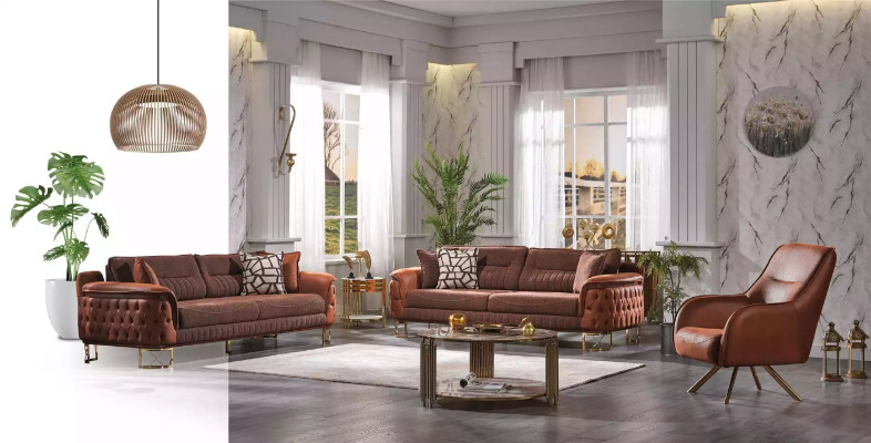 Braunes Luxus Chesterfield Sofa 3-Sitzer Leder Couch Sofas Moderner Stil