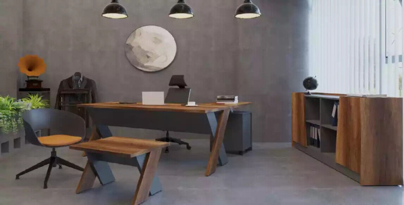 Schreibtische Luxus Modern Büro Holz Metall Grau Sekretär Modern
