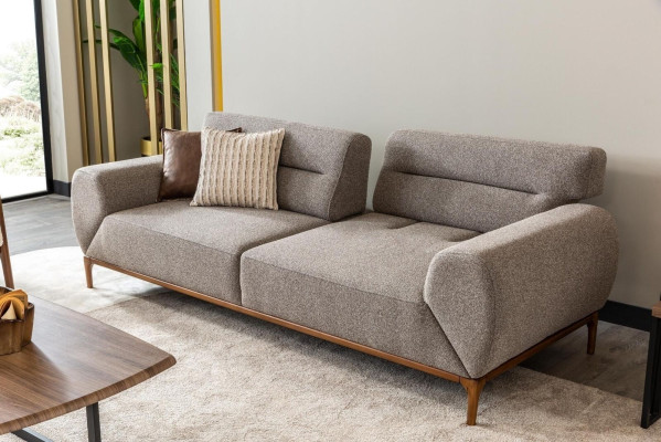 Sofagarnitur Dreisitzer Sessel Braun Polstersofa Grau Couchen Sofas