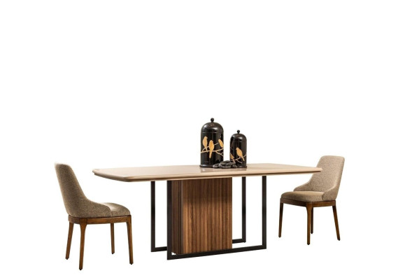 Esszimmer Essgruppe Komplette Esstisch Stühle 9tlg Beige Essecke Set
