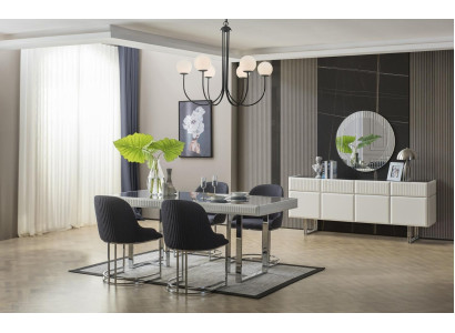 Komplette Esszimmer Essgruppe Esstisch Stühle 9tlg Luxus Weiß Anrichte