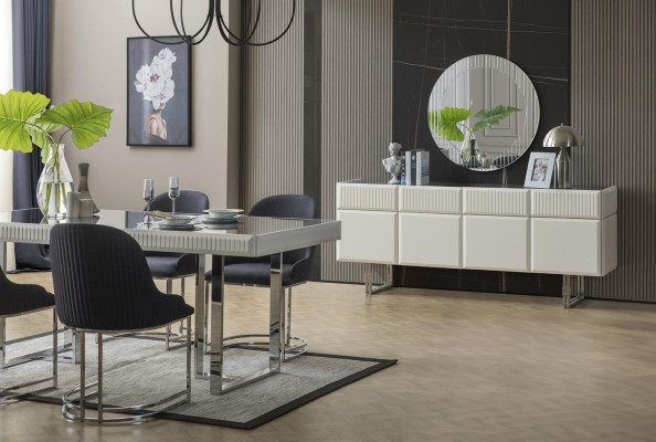 Komplette Esszimmer Essgruppe Esstisch Stühle 9tlg Luxus Weiß Anrichte