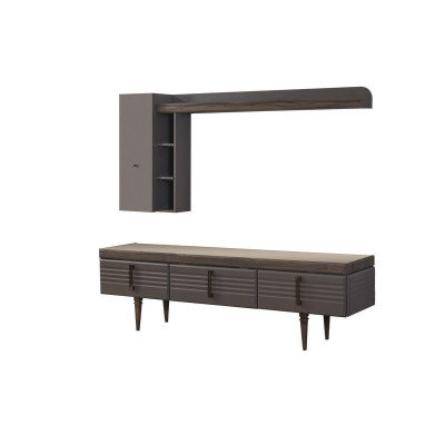 Wohnwand Sideboard RTV Lowboard Regale TV Ständer Schrank Holz Grau
