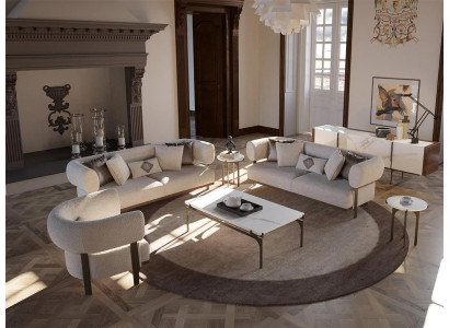 Wohnzimmer Luxus Modern 2x Sofa Zweisitzer Polster Textil Design Einrichtung
