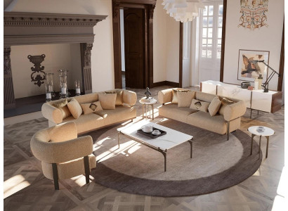 Beige Sofagarnitur Design Polstermöbel Wohnzimmer Set 6tlg Einrichtung
