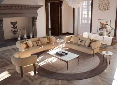 Beige Sofagarnitur Design Polstermöbel Wohnzimmer Set 6tlg Einrichtung