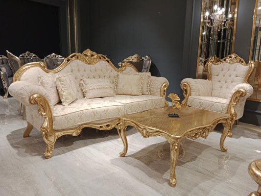 Sofagarnitur 3+3+1 Sitzer Chesterfield Barock Stil Garnitur Set 3tlg. Sofa 