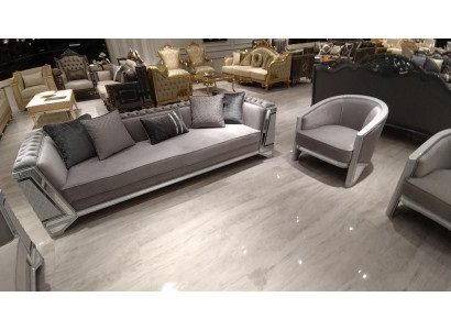 Schickes Möbel Sofagarnitur set 3+1+1 Sofagarnitur Sofas 2x Sessel Grau