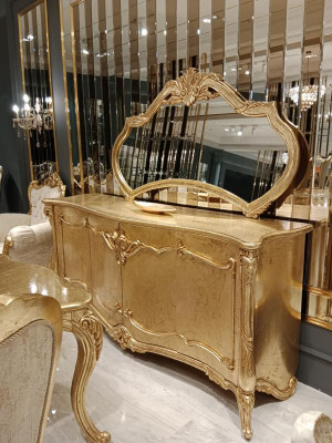 Luxus  Sideboard Anrichte mit Spiegel Garnitur Kommode Holz Kommoden Klassische