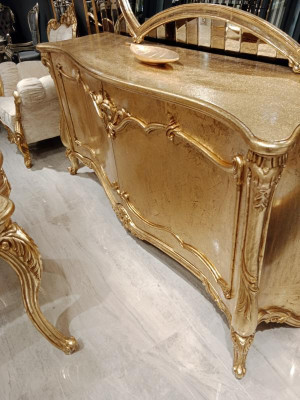 Luxus  Sideboard Anrichte mit Spiegel Garnitur Kommode Holz Kommoden Klassische