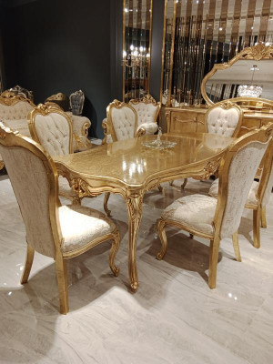 Komplett Set 4x Stühle Klassisch Garnitur Esszimmer Holz Design Stühle Neu