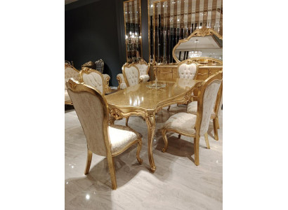 Klassisch Esstisch 200x110cm Gold Luxus Holztisch Ess Küche Neu Design Tische