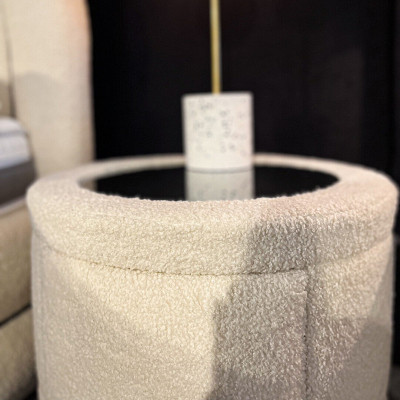 Weißer Nachttisch Schlafzimmer Möbel Holzgestell Designer Glasplatte