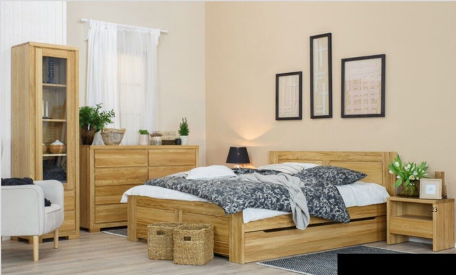 Schlafzimmer Holzbett Echtes Holz Bett Betten Hotel 180x200 cm Stil Massive Möbel