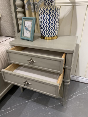 Nachttisch Design Beistell Tische Schlaf Zimmer Holz Konsolen Möbel Luxus Grau