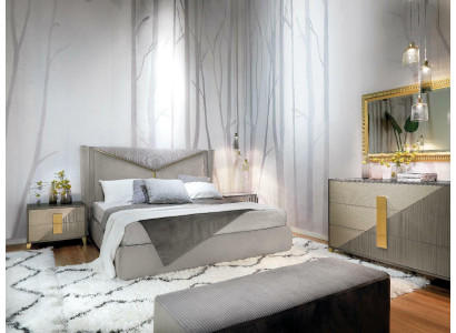 Design Luxus Schlafzimmer Set Bett 2x Nachttische Kommode Deko Garnitur
