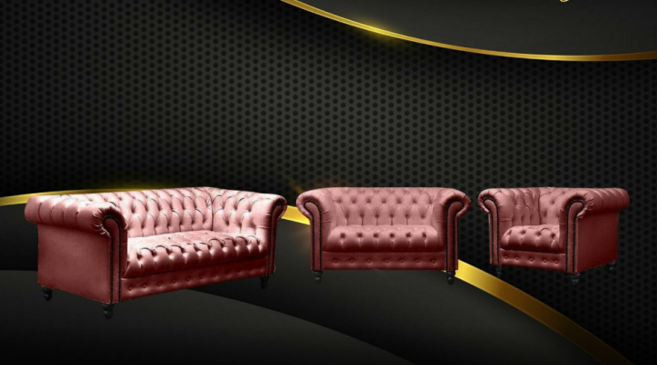 Dreisitzer Chesterfield Sofa Couch Polster Luxus Möbel Stoff Couchen