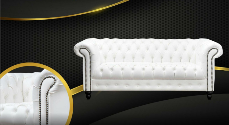 Dreisitzer Chesterfield Sofa Couch Polster Luxus Möbel Stoff Couchen