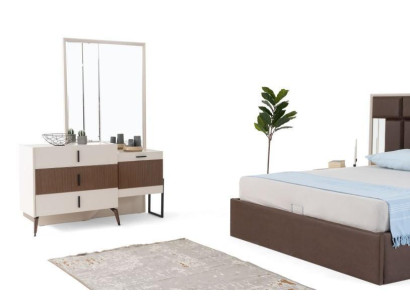 Frisiertisch Schminktisch Schminkkommode Spiegel Holz Beige Konsole