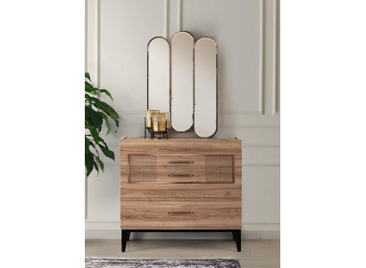 Gruppe Kommode mit Spiegel Schrank Holzschrank Braun Schlafzimmer