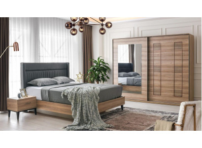 Komplette Schlafzimmer Doppelbett Nachttische Braun Bett 4tlg Schrank