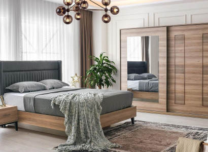 Komplette Schlafzimmer Doppelbett Nachttische Braun Bett 4tlg Schrank
