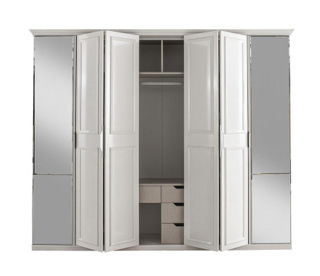 Kleiderschrank Holzschrank Schlafzimmerschrank Schrank Weiß Spiegel