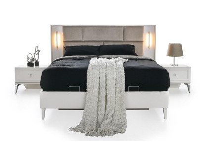 Komplette Schlafzimmermöbel Doppelbett Nachttische Weiß Set 3tlg Bett