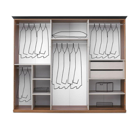 Holzschrank Schlafzimmerschrank Kleiderschrank Schrank Braun Spiegel