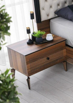 Nachtkonsole Komplette Nachttische Beistellttische Holz Braun Set 2tlg