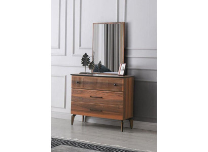 Kommode mit Spiegel Schrank Holzschrank Holz Braun Schlafzimmer