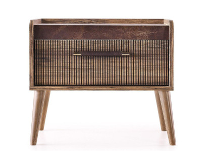 Nachtkonsole Komplette Nachttische Beistellttische Braun Holz Set 2tlg