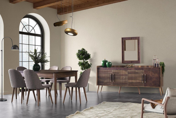 Essgruppe Garnitur Esszimmer Esstisch Stühle Holz Set 9tlg Braun Anrichte