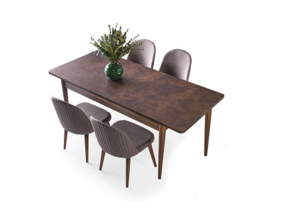 Garnitur Esszimmer Essecke Esstisch Stühle Holz 5tlg Braun Essgruppe