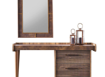 Schminktisch Konsole Spiegel Frisiertisch Schminkkonsole Holz Braun