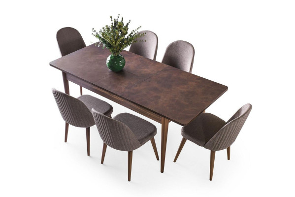 Essgruppe Esszimmer Essecke Esstisch Stühle Holz 10tlg RTV Tisch Braun