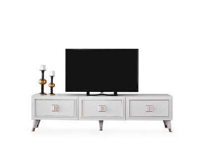 Wohnzimmer Sideboard TV Ständer RTV Lowboard Tisch Holz Weiß