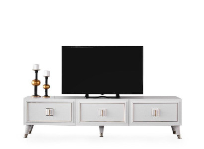 Wohnzimmer Sideboard TV Ständer RTV Lowboard Tisch Holz Weiß