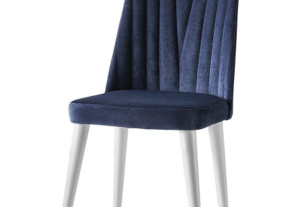 Küchenstuhl Esszimmerstuhl Holzstuhl Stoff Blau Modern Polster Sitzer