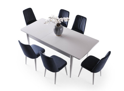 Essecke Garnitur Esszimmer Esstisch Stühle Holz 5tlg Weiß Essgruppe