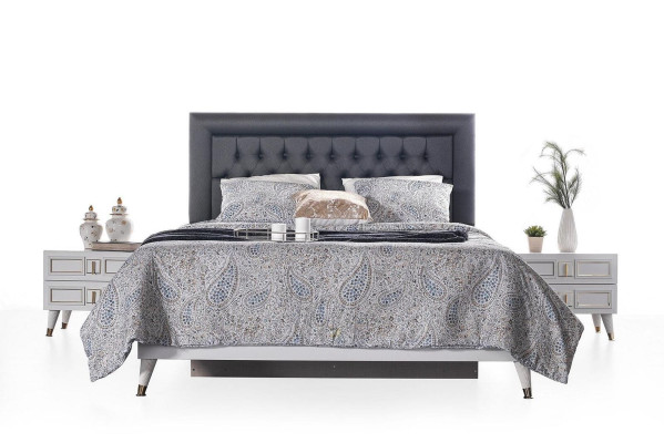 Komplette Schlafzimmer Doppelbett Nachttische Weiß Kommode Bett 5tlg